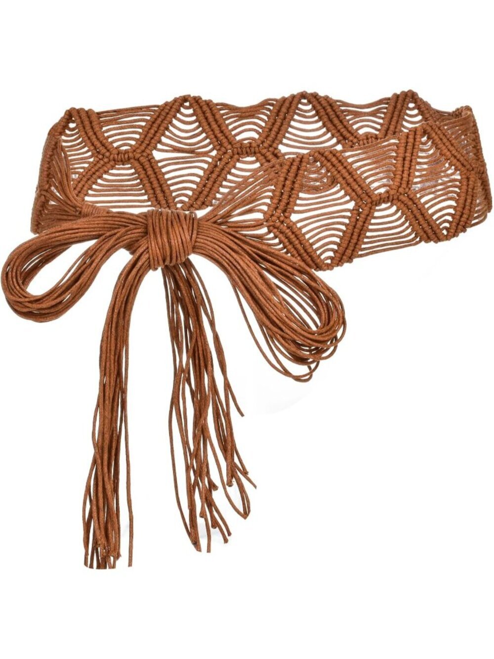 Women's Brown-v33 Waist Belt Bohemian Style Rope Braid Geometric Woven Pattern